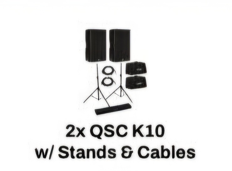 2x QSC K10 wStands & Cables